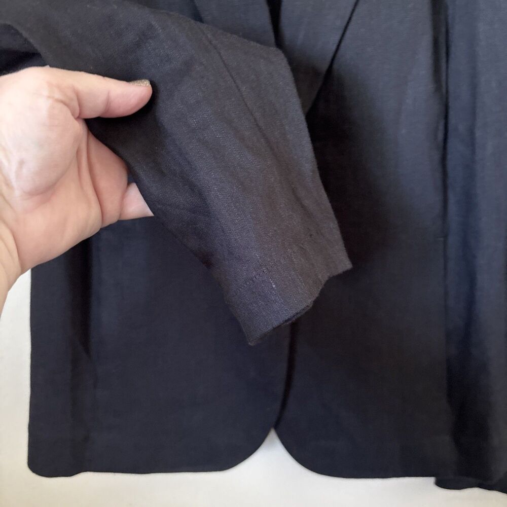 J Jill Love Linen Blazer Womens PXS Black Single Button Long Sleeve Office - Picture 3 of 5